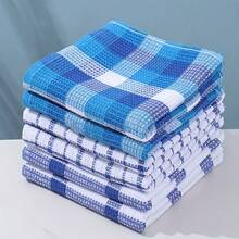 3/6 buah Lap Dapur Penyerap Motif Kotak-kotak Aneka Warna (14,9" X 25,2"), Lembut, Dapat Digunakan Kembali dan Dicuci, Perlengkapan Pembersih Rumah yang Penting, Aksesori Dapur - Blue and White - View 10
