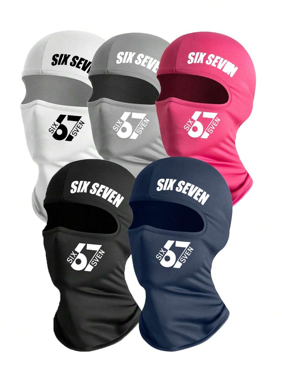1pc/2pcs Unisex Solid Color Printed Balaclava Headwear Set, Single Hole Full Face Mask, Suitable For Daily Wear And Outdoor Activities - Style 9 - View 1
