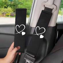 2pcs Car Heart-Shaped Seat Belt Shoulder Pads - Comfortable & Durable All-Season Use, Suitable For Driver & Passenger, Adjustable Seat Belt, Fashionable Car Interior Accessory - A - View 8