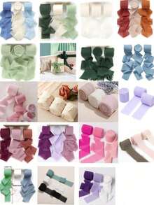 4/3/1 Roll Beige Handmade Brushed Edge Tassel Chiffon Ribbon, Suitable For Wedding Invitations, Bridal Bouquets, Gift Wrapping, DIY Crafts, Bow Making, Wedding And Event Background Decoration, Valentine's Day/Girlfriend's Day/Bachelorette Party Balloon And Gift Decoration, Birthday Party, Table Centerpiece Decoration, Bedroom And Living Room Decor, Holiday Decoration Essential - Multiple Styles - View 10