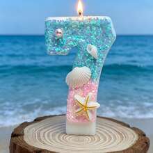 海洋系列藍色沙灘數字蠟燭 0-9，適用於生日蛋糕裝飾、節日派對、生日派對、成人派對、畢業典禮 - 查看 8