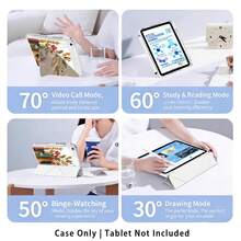 Acrylic Crystal Tablet/ Protective Case With Book And Plant Pattern Painted Effect, With Stand, Compatible With Honor/Apple/ And Other Popular Tablet Models, Foldable Anti-Bend, Silicone Reinforced Corners, Auto Wake/Sleep Function, Built-In Pen Slot, Multi-Angle Foldable Stand - Style 6 - View 9