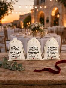 10pcs Beige Drawstring Gift Bags For Spanish Wedding Parties - Ideal For Hangover Recovery Supplies & Post-Party Kit Packaging, Reusable & Durable - Multicolor - View 9