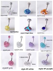 1pc Skin-Friendly Hypoallergenic 5A Zirconia Titanium Steel Navel Piercing Ring, Sparkling Zirconia Mud Ball Navel Ring, Heart Shaped Navel Stud, Colorful Zirconia Unisex Body Piercing Jewelry - Heart-shaped Belly Button Ring - View 13