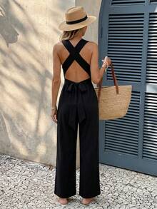 Elegant Intellectual Formal Jumpsuit For Women, Ideal For Wedding Occasions,Wedding Guest Dress Women - Black - View 3