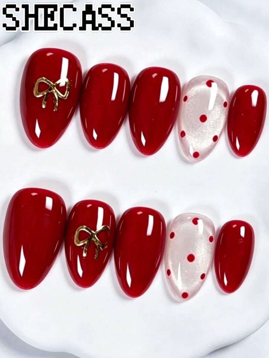 Shecass 10pcs Handmade Nails Press On Nails Short Nails For Summer Vacation Graduation Party - Multicolor - View 1