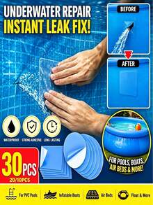 30/20/10PCS Pool Repair Patches, Inflatable Pool Self-Adhesive Patch Kit, Vinyl Repair Tape For Inflatable Pool Floats, Tear-Resistant Repair Sticker, Leak Fix Patch For Air Mattress. Holiday Essentials - Multiple Styles - View 2