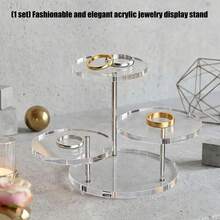 1pc 3-Tier Transparent Display Stand, Thickened Acrylic, Ring And Watch Display, Mini Manual Base Multi-Layer Stepped Tray, Jewelry And Perfume Storage, Dessert And Candy Display Rack, Jewelry Tower - Multicolor - View 7
