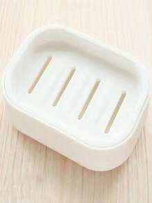 1pc Minimalist Dual Compartment Soap Dish With Efficient Drainage Holes For Quick Water Drainage And Anti-Water Accumulation - Solid Color - View 9