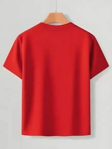 Adult Short-Sleeved Fitness T-Shirt With A Fun Duck Print, Featuring The Motivational Slogan "NO PAIN NO GAIN". This Crew Neck Top Features A Muscular And Quirky Duck. - 紅色 - 查看 2