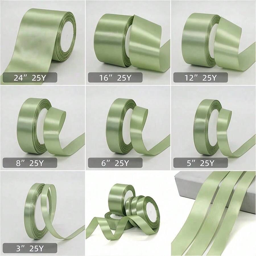 Olive Green Satin Ribbon, Fade-Resistant, Anti-Static, Suitable For Gift Wrapping, Hair Bows, Wedding Decoration, Floral Arrangement And Handmade Crafts, Essential For Gift Wrapping, Room Decoration Ribbon, Room Decoration Ribbon, Gift Box Decoration Ribbon.