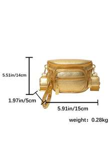 2026 Women's One Shoulder Chest Bag Korean Style Multi-Color Dual Compartment Crossbody Camera Bag Rivet Design - Gold - View 4