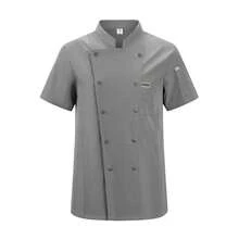 New Fashion Customized Chef Uniform Unisex Short Sleeve Breathable Mesh Back High-End Hotel Restaurant Bakery Coffee Shop Flower Shop BBQ Fast Food - Grey - View 11
