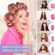 22pcs/Set 2pcs/Set Large Hair Curlers With Clips, Self-Gripping Hair Curlers, Suitable For Long/Medium/Short Hair And Bangs, DIY Hair Curling Tools, Hairstyling, Hair Accessories, Hair Styling Tools - Hot Pink - View 6