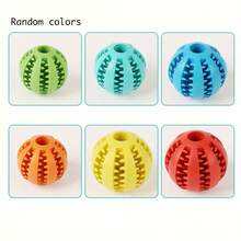 1pc Dog Treat Dispensing Ball Interactive Chew Toy Dental Cleaning Treat Feeder Ball Rubber Silicone Material Suitable For Small Dogs Random Color - Multicolor - View 6