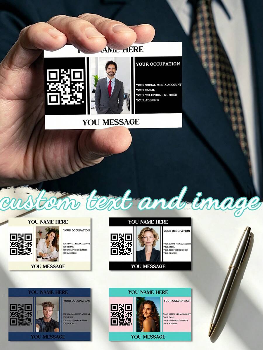 客製化優雅名片，可個性化姓名、聯絡資訊與 QR Code，高品質耐用卡紙，現代極簡設計，適用於社交拓展、企業禮品、邀請函與感謝卡 - 客製化名片 - 查看 1