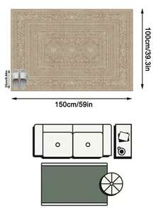 1pc European And American Luxury Moroccan Bohemian Classic Floral Rectangular Soft Faux Cashmere Machine Washable Area Rug, Suitable For Living Room, Bedroom, Entrance, Bathroom, Hallway, Patio, Kitchen, Indoor And Outdoor, All Seasons Large Size Floor Mat, Home Decor - Multicolor - View 12