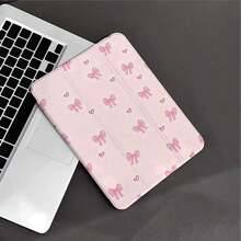 水彩粉色蝴蝶結印花平板保護殼，相容 iPad 10代 10.9 吋 2022/Air 13(M3 2025)/Air 11(M3 2025)，相容 ，相容 Oppo Pad，相容 Matepad，相容 Vivo Pad，相容 Honor Pad - 彩色 - 查看 6