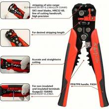 Multifunctional Cable Crimping And Stripping Tool - Automatic Wire Cutter And Stripper, Suitable For Electrical Work, Black - A-Red Black - View 2