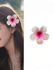 1/4pcs Faux Plumeria Flower Hair Clips, Hawaiian Tropical Vibe Hair Accessories, Suitable For Girl, Perfect Hair Claws, Hair Clips, Hair Pins - Multicolor - View 8