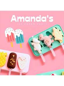 1PC Cute Dinosaur Silicone Ice Pop Molds, Popsicle Mold With Sticks, Reusable Freezer Tray For Homemade Ice Cream, Juice Pops, And Frozen Snacks - 彩色 - 查看 7
