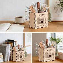 Boîte de rangement en bois pour fiches de recettes avec chat amusant, thème lecture de livres interdits & boire du café, organisateur de fiches de cuisine, cadeau pour les passionnés de livres et les amateurs de café - Multicolore - Voir 5