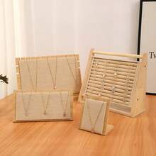 1 buah Set Stand Pajangan Perhiasan Kayu Linen, Dudukan Kalung, Tempat Anting, Rak Penyimpanan Gelang, Cocok untuk Fotografi Butik Ritel, Kombinasi yang Dapat Disesuaikan - MultiWarna - View 7