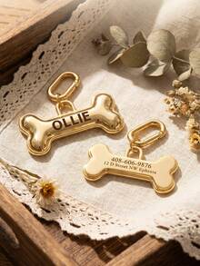 Customized Bone Shaped Pet ID Tag, Personalized Dog ID Tag Laser Engraved With Pet Name Address Phone Number, Durable Identification Tag For Dogs And Cats, Pet Supplies, Dog Medical Alert Tag - Multicolor - View 5