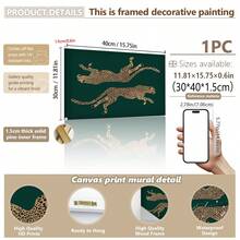 1pc, Canvas Wall Art, Framed Wall Decor, Minimalist Leopard Print Canvas Wall Art, Abstract Leopard Silhouette Poster, Emerald Green Background Aesthetic Decor, Suitable For Modern Home Decor, Room Decor, Dorm Decor, Bedroom Decor, Living Room Decor, Bathroom Decor, Kitchen Decor, Dining Room Decor, Living Room Decor, Office Decor, School Decor, Classroom Decor, Back To School Decor, Waterproof Poster, Apartment Wall Decor - Cheetah - View 15