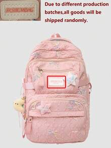 Multi-Compartment Bow Nylon Backpack; Fits 15.6 Inch Laptop; Multi-Pocket Lightweight Student Backpack; Large Capacity Travel Bag; Multi-Function Backpack; Suitable For Students, Middle/High Schoolers, Nurses, Teachers, Business Professionals, Travel, Commuting, Shopping, Office, Dating, Hiking, Training, Work And Other Daily Use; Holiday/Birthday Gift, For Teen - Multicolor - View 12