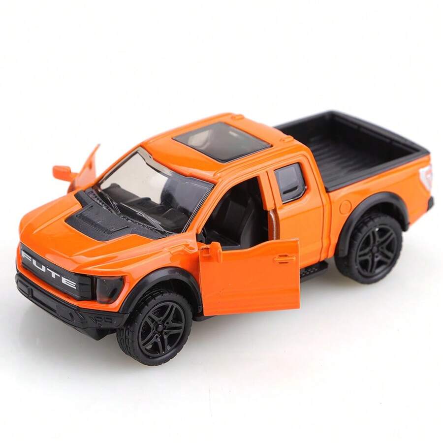 1件裝 (袋裝) 1/36比例素色男孩玩具，部分鋅合金玩具車，FX-1500 WILD風格玩具越野皮卡車，合金壓鑄玩具車，逼真越野皮卡，回彈發條功能，可開雙側車門，兒童玩具，適合3歲以上男孩，單件鋅合金玩具車，節日禮物，收藏玩具，生日禮物，精緻玩具車