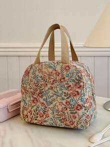 Student Portable Insulated Lunch Bag, Thickened Cute Fruit Lunch Tote With Bow And Heart Pattern - Red - View 7
