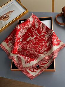 1pc Fashionable 27.56inch Square Headscarf All-Season Scarf New Floral Silk Scarf 70*70cm Square Scarf Luxury Printed Silk Scarf Women's Neck Scarf Casual Polyester - Multicolor - View 1