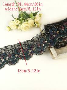 1 Yard, 2 Yard, Tersedia 9 Warna, Kain Organza Potongan Bordir Komputer Baru dengan Aksesoris Bordir, Manik-manik Tabung, Potongan Kristal, Kain Jala, Renda Bunga Gradien yang Indah, Lebar: 13cm/5.12in - A - View 23