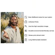 1 pieza/Set Arte de pared en lienzo vintage de Jesucristo, Póster de lienzo del Salvador sonriente, Impresión de pintura al óleo de figura bíblica, Decoración para sala de estar, dormitorio, oficina, Regalo religioso para creyentes, Sin marco incluido - Retro - Ver 10