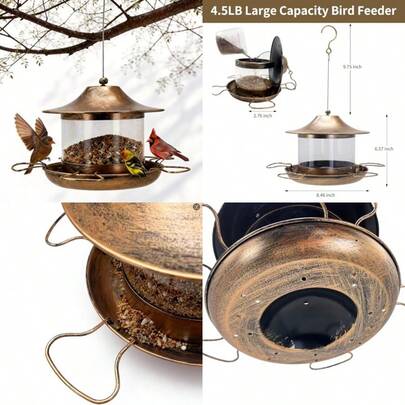 Bird Feeders For Outdoors HangingEasy To Clean Bird Feeder With Large Capacity Heavy Duty Metal Bird Feeder For Wild Birds Rustproof And Weatherproof For Garden Yard Patio