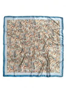 1 Stück Damen Paisley Muster 90cm Seidenschal, modisches Kopftuch Haarband, Strandurlaub Musikfestival Accessoire Bandana - Hellblaues Paisley - Übersicht 4