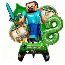 New Square World Steve Pixel World MC Theme Party Digital Balloon Set Birthday Party Decoration Balloons - View 5