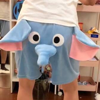 Women Elephant Pajama Pants Men Cute Cartoon Funny Long Nose Shorts Summer Sleep Bottoms Home Pants Boyfriends Birthday Gifts