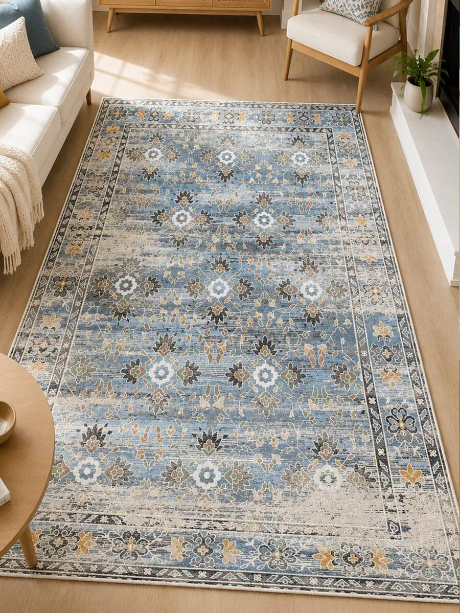 Chilai Home Boho Rug, Runner Rug, Washable Floor Mat for Home Decor, Livingroom rug, Non-Slip Kitchen Runner Rug, Made in Turkiye 80x200 cm, 80x300 cm,100x200 cm, 120x180 cm - 霧霾藍 - 查看 1