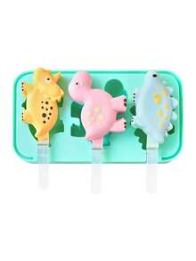 1PC Cute Dinosaur Silicone Ice Pop Molds, Popsicle Mold With Sticks, Reusable Freezer Tray For Homemade Ice Cream, Juice Pops, And Frozen Snacks - 彩色 - 查看 2