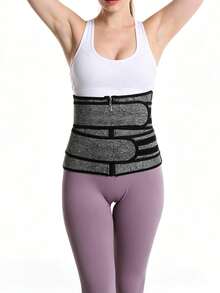 1 Piece, 2026 New Style Women's Zipper Sweat Belt, Neoprene Tummy Control Sports Waist Cincher - Grey - View 8