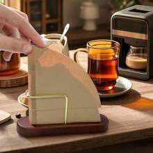 1 pièce Support de filtre à café en bois de noyer naturel, support de filtre à café vintage pour infusion, accessoire de café pratique pour la maison, étagère de rangement de bureau polyvalente, convient pour la cuisine de la maison et les fournitures scolaires - Multicolore - Voir 1