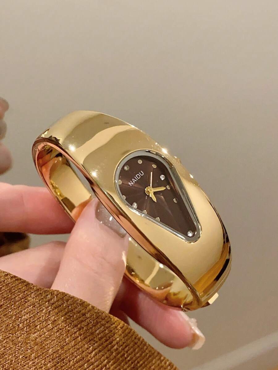 1件小巧金/銀色復古奢華女款手鍊式腕錶,時尚極簡優雅石英錶,適合日常配戴,生日禮物 - 金色 - 查看 1
