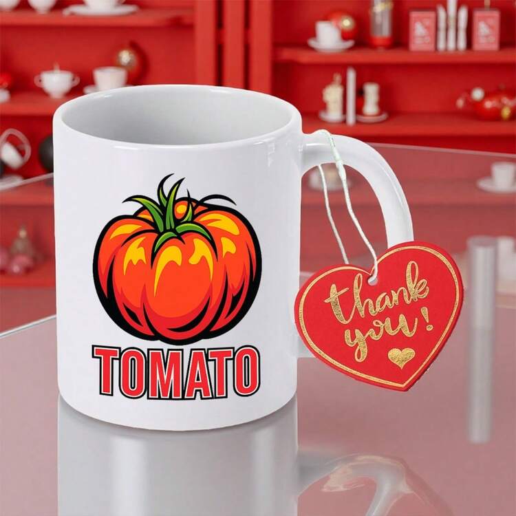 1 pieza, 11 oz, con diseño gráfico de tomate para amantes de los tomates, diseño de tomate, impresión de logotipo para amantes de la comida, taza de café de cerámica, regalo de Halloween, regalo de Navidad, regalo de cumpleaños, regalo de Acción de Gracias, regalo para días festivos, para el hogar, la oficina, lec - Blanco - Añade 1