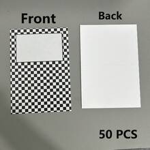 25/50 piezas Tarjetas de mesa con tema de carreras, tarjetas de mesa para fiesta de cumpleaños con patrón de cuadros blancos y negros, tarjetas de papel plegadas de 3.5in X 2.5in para nombres, etiquetas de alimentos, buffet de fiesta de cumpleaños - A - Ver 9