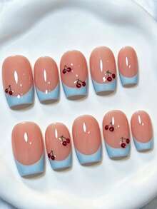 Shecass 10 piezas de uñas postizas hechas a mano, uñas cortas para vacaciones de verano, fiesta de graduación - Multicolor - View 2