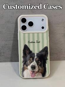 1pc Customizable Pet Photo And Name Phone Case, Striped Pattern Design, Compatible With 17 Pro Max 17 Air 16E 16 Pro Max 15 14 Plus 13 12 11 S24 20 Ultra A52S A31 A21S A13 A05S Note 13 Pro Plus Note 10 Note 12C Note 13C, TPU Material, DIY Personalized Pet Portrait Custom Photo Phone Case - White - View 6