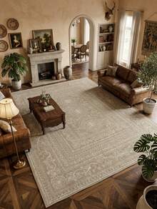 1pc European And American Luxury Moroccan Bohemian Classic Floral Rectangular Soft Faux Cashmere Machine Washable Area Rug, Suitable For Living Room, Bedroom, Entrance, Bathroom, Hallway, Patio, Kitchen, Indoor And Outdoor, All Seasons Large Size Floor Mat, Home Decor - Multicolor - View 1