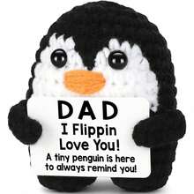 1pc Handmade Crochet Penguin Birthday Gift For Dad, Interesting "I Love You" Mini Gift For Father And Stepfather - Multicolor - View 12